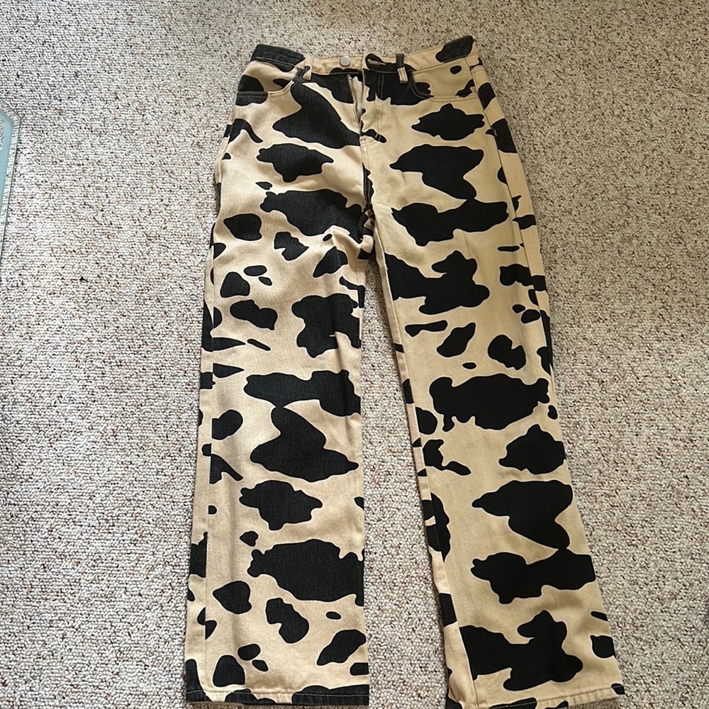 Funky cow print jeans - boutique